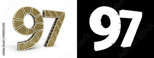 Number ninety-seven (number 97) with perforated gold segments photo