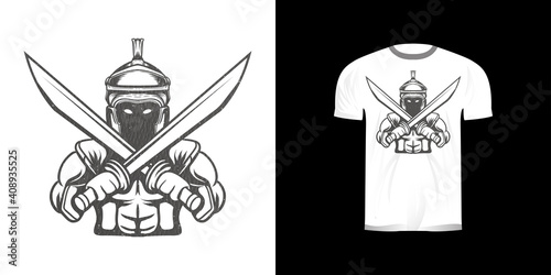 armor knight retro gruge texture illustration for t-shirt design, sticker design