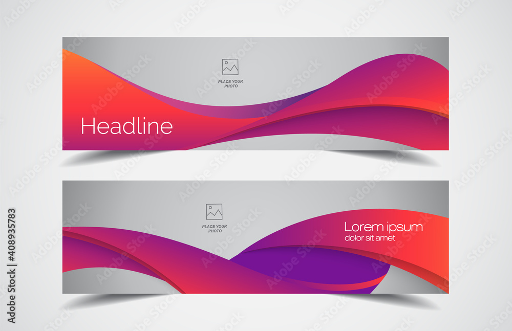 Set of modern design - Vector web banners design background or header templates, horizontal advertising business banner.