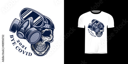 gas mask skull illustration for t-shirt design, sticker design,logo design, and emblem design