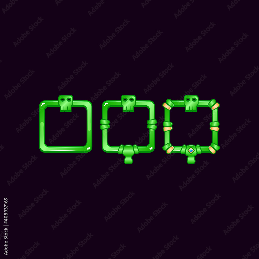set of game ui border frame with skull symbol for gui asset elements vector illustration set of game ui border frame with skull symbol for gui asset elements vector illustration