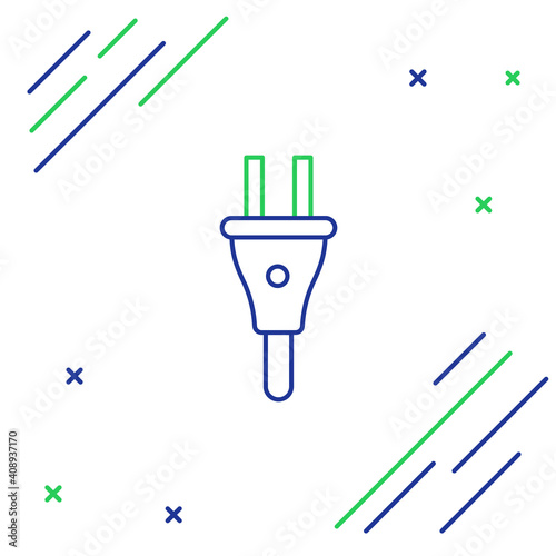 Line Electric plug icon isolated on white background. Concept of connection and disconnection of the electricity. Colorful outline concept. Vector.