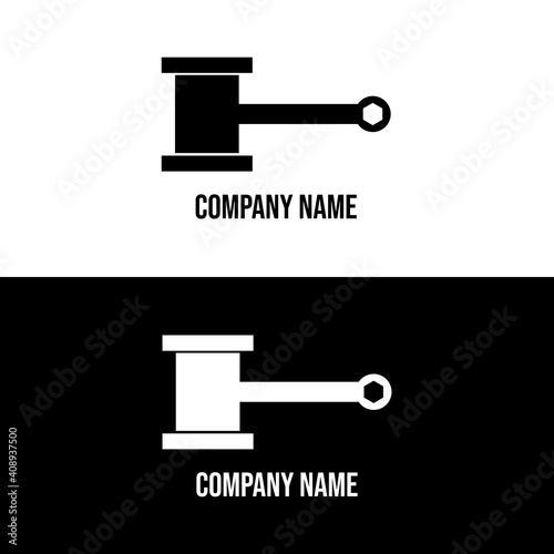 auction hammer logo design + wrench, great for auto auction companies or others