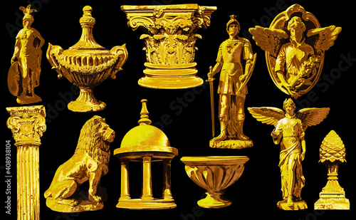 ancient greek models gold texture, include clipping path