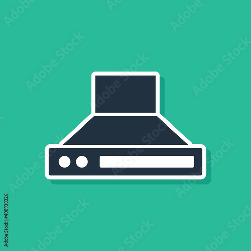 Blue Kitchen extractor fan icon isolated on green background. Cooker hood. Kitchen exhaust. Household appliance. Vector.