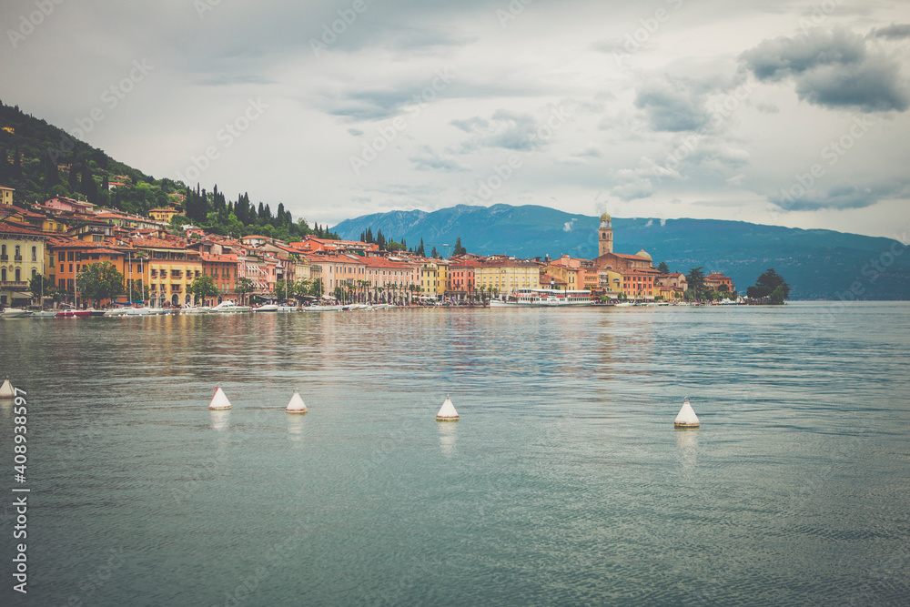 Landscape of Salò over the Lake Garda in the province of Brescia, Lombardy - Italy.