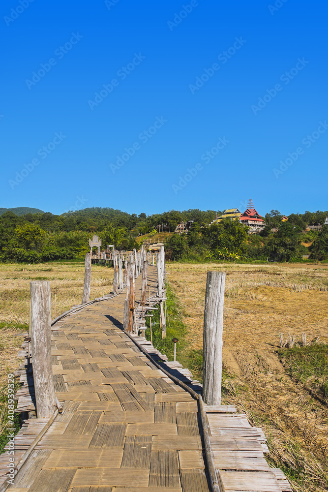 The famous bamboo bridge in Mae Hong Son Zutongpae Bridge.
