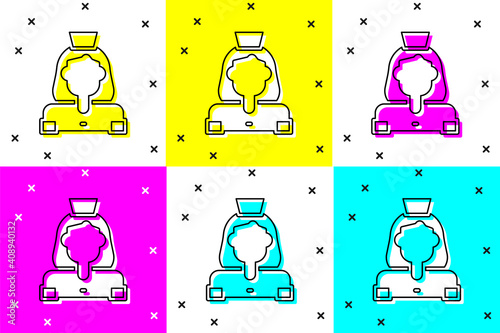 Set Cleaning lady service icon isolated on color background. Vector.