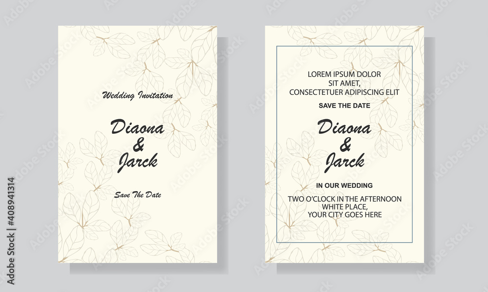 Wedding Invitation Card Design Template With Luxury Floral Background