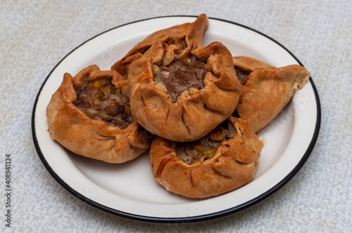 pies with meat filling on a plate