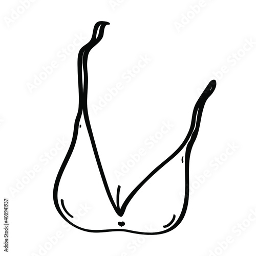Brassiere underwear lingerie doodle logo icon sign Woman symbol emblem Hand drawn sketch Modern cute cartoon design Fashion print clothes apparel greeting invitation card cover banner shop poster