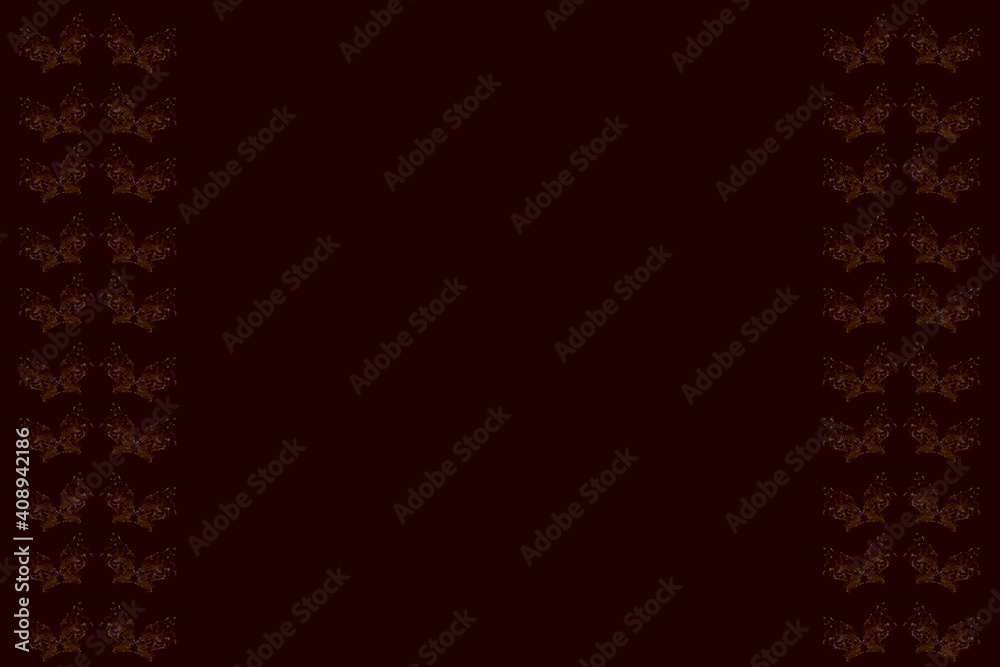 Butterfly inspired designed border on maroon background. Stock