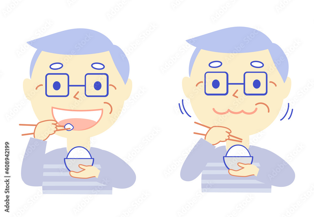 Elderly person and Meal: Dental Illustration Elderly person and Meal: Dental Illustration