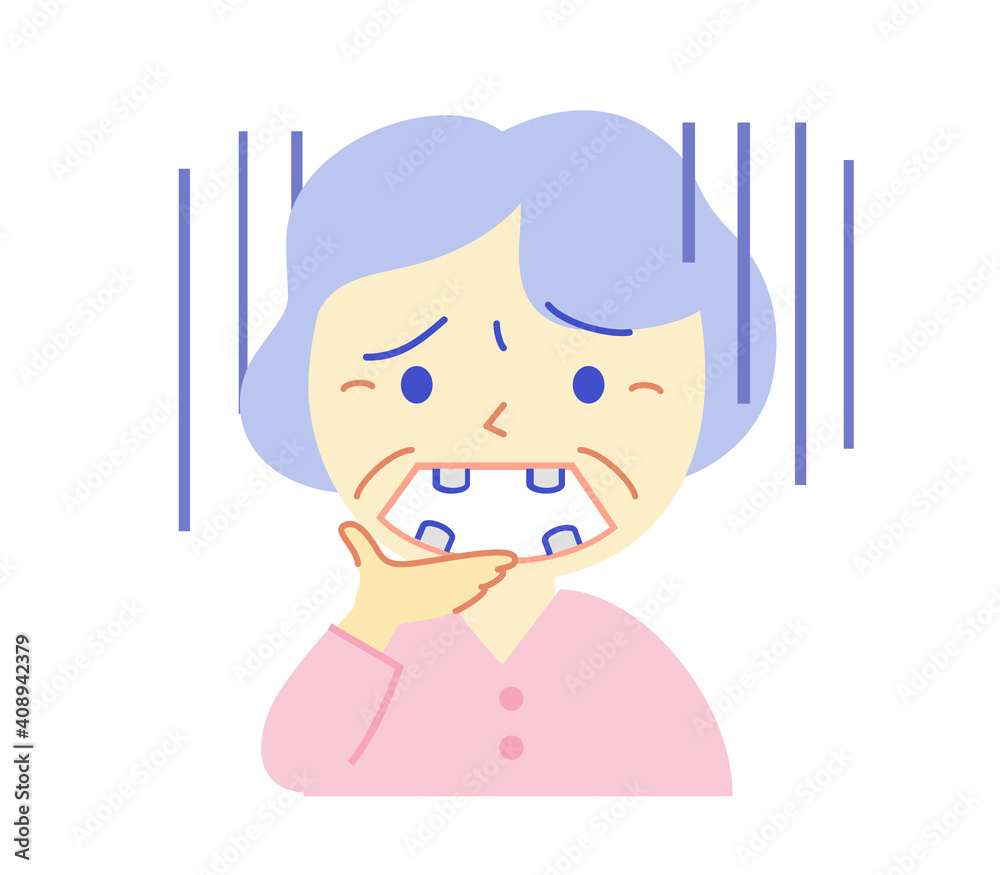 Senior rattling teeth without teeth: Dental illustration Senior rattling teeth without teeth: Dental illustration