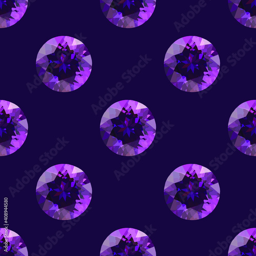 Vector seamless luxury pattern with purple shining crystals