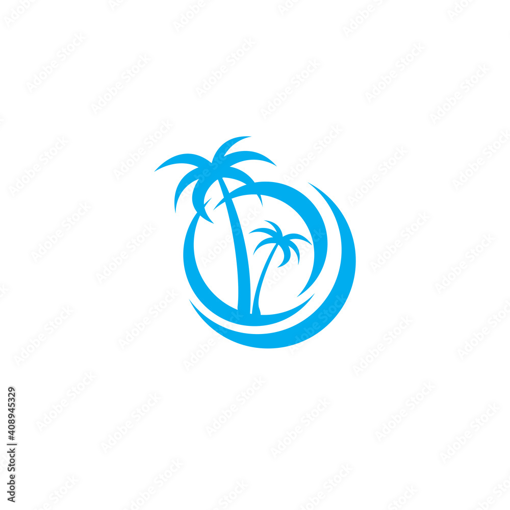 blue ocean palm logo templae