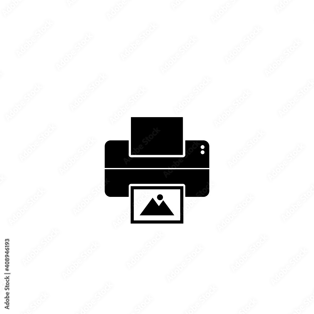 Photo printer black icon isolated on white background Photo printer black icon isolated on white background
