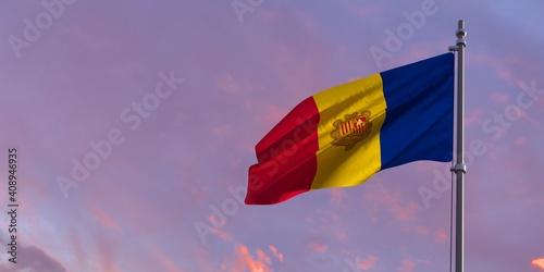 3d rendering of the national flag of the Andorra photo