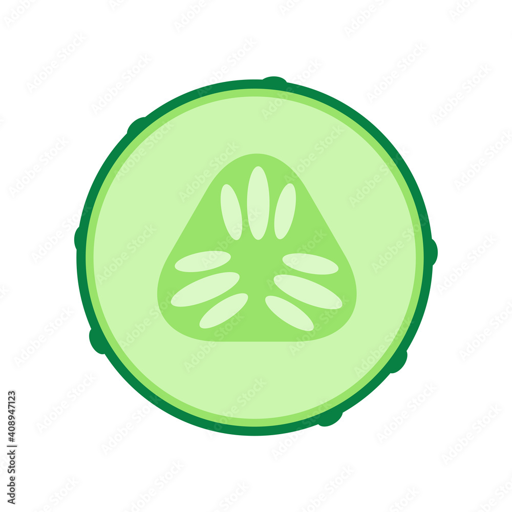 Cucumber slice icon. Flat vector isolated on white background. Cucumber slice icon. Flat vector isolated on white background.