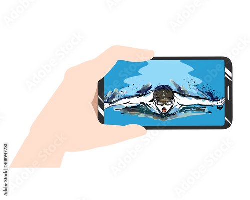 スマホ　横画面　スポーツ観戦　線無し