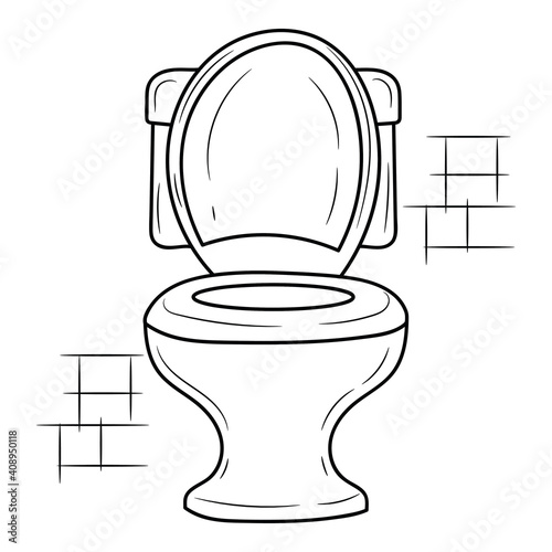 Toilet Seat vector illustration, Line art black and white style pictogram, isolated on white