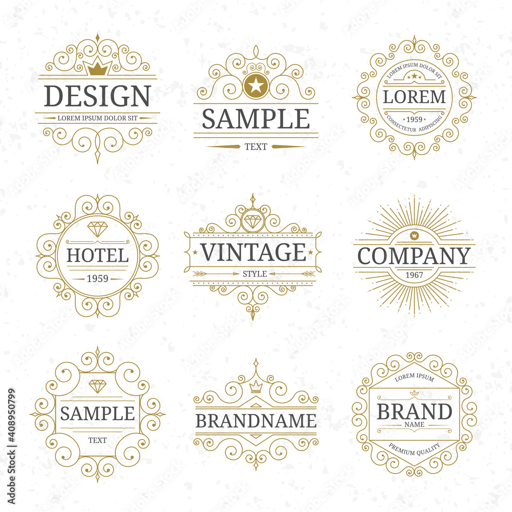 Set of vintage luxury logo templates