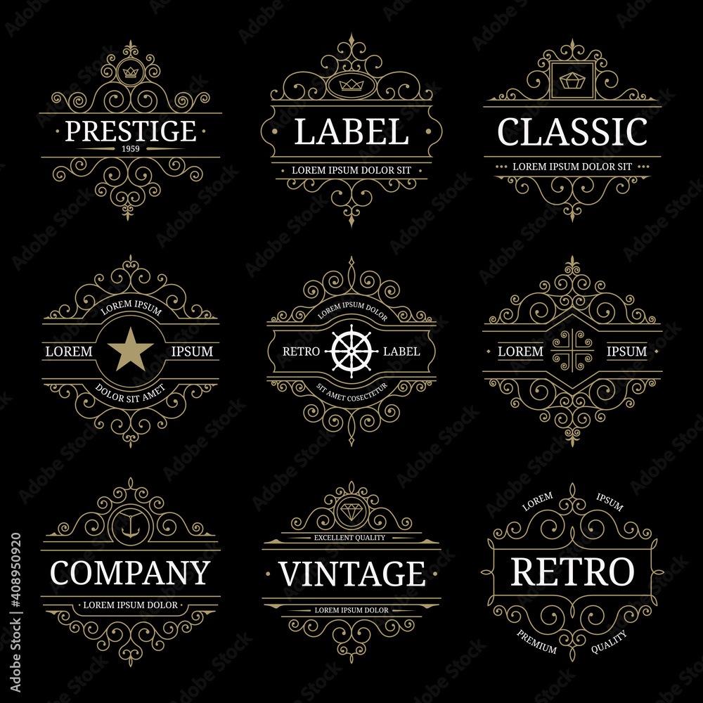 Set of retro vintage luxury logo templates