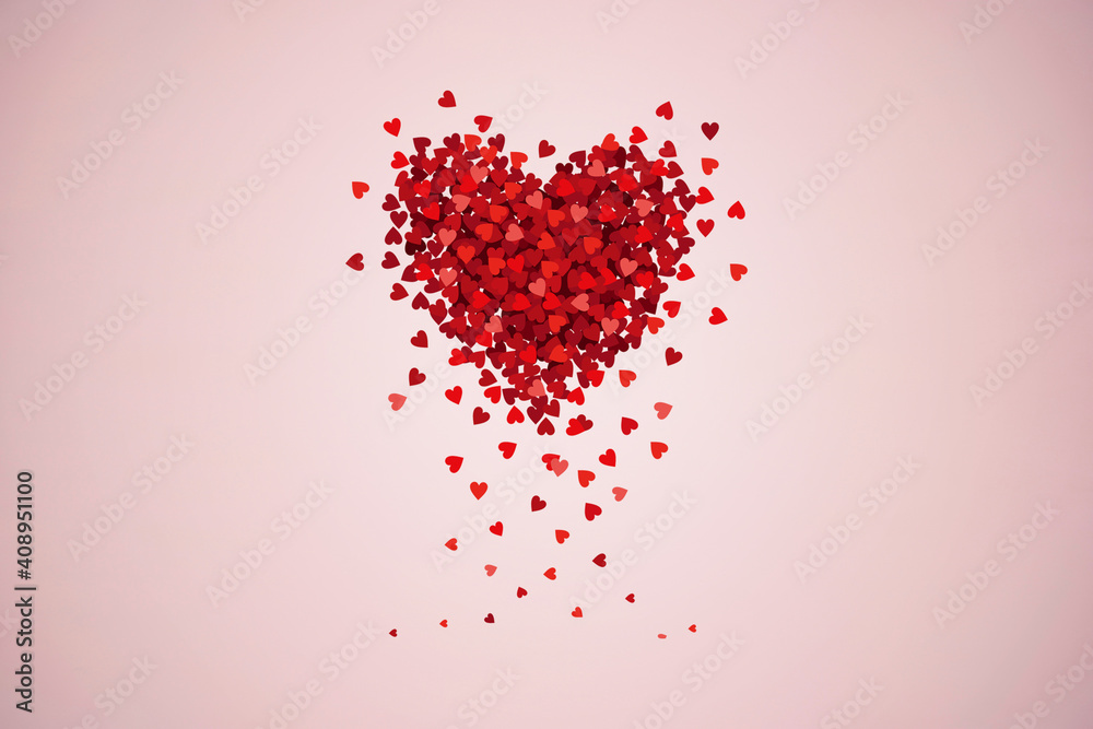 Valentine's day concept with hearts isolated on background - obrazy, fototapety, plakaty 