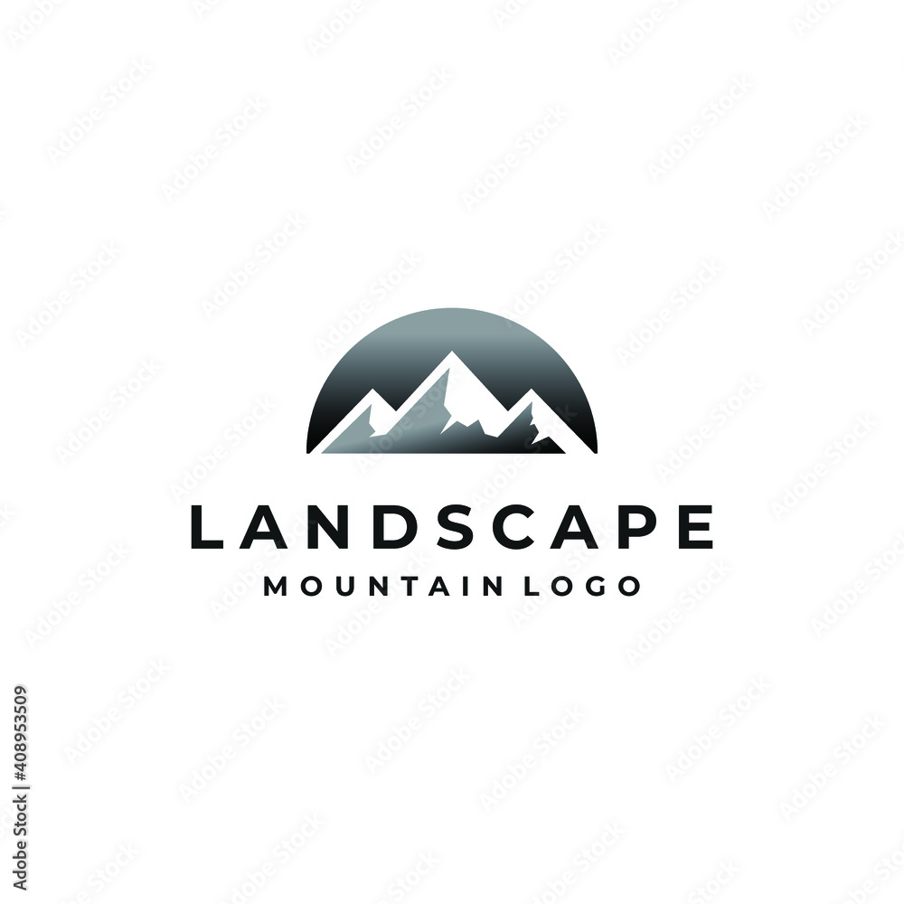 Mountain landscape logo vector modern simple design with gradient color