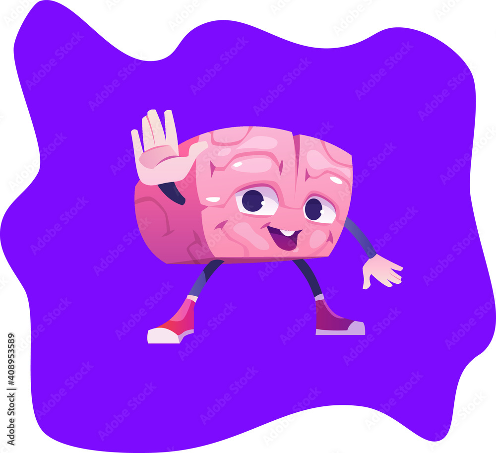 Obraz premium cute funny cartoon brain illustration