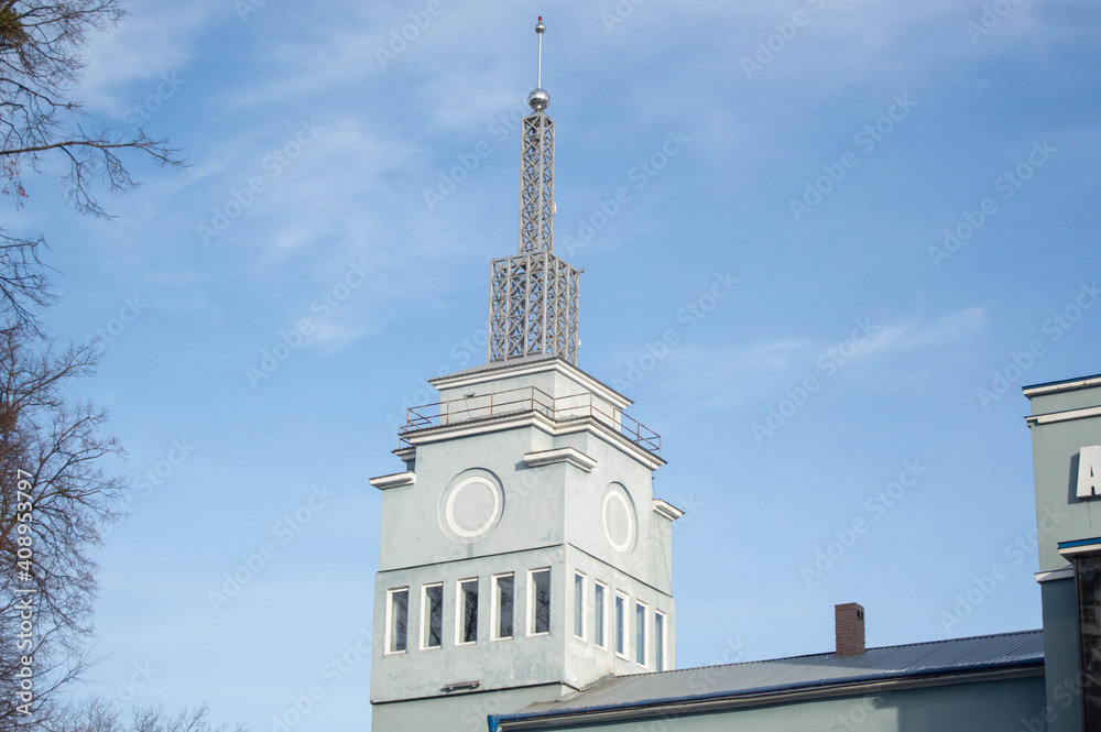 Airport square tower on sky background Airport square tower on sky background