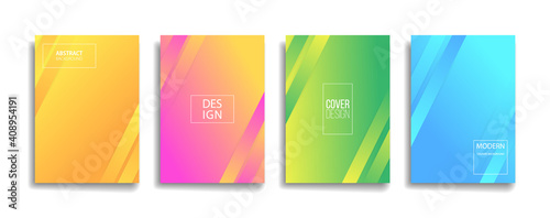 bright gradient color abstract line pattern background cover design. modern background design with trendy and vivid vibrant color. blue violet red orange green placard poster vector cover template.