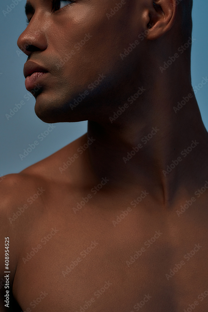 Athlete staring with a worried look to the distance Athlete staring with a worried look to the distance