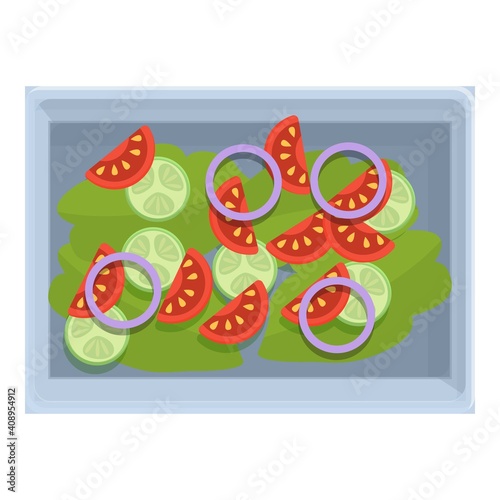 Fresh tomato salad food airline icon. Cartoon of fresh tomato salad food airline vector icon for web design isolated on white background