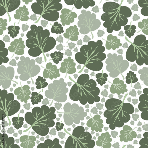 seamless pattern with oak leaves. Spring vector background. Hand drawn plant branches and twigs background. Botanical wallpaper, fabric, textile, wrapping paper vector design.