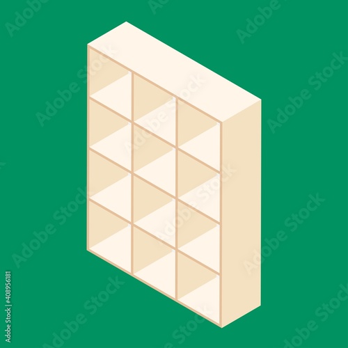 Isometric bookcase icon vector illusatrtion for web and interiors photo