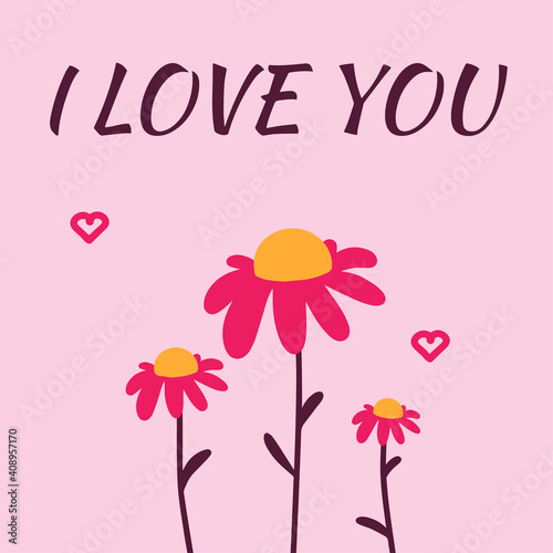 Fototapeta Naklejka Na Ścianę i Meble -  Happy Valentine's card. Vector illustration with text lettering on a solid background. Suitable for social media, mobile apps, marketing materials.