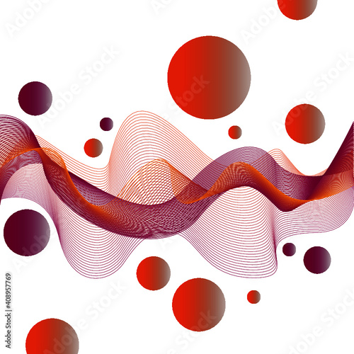 Colorful abstract line with volumetric balls