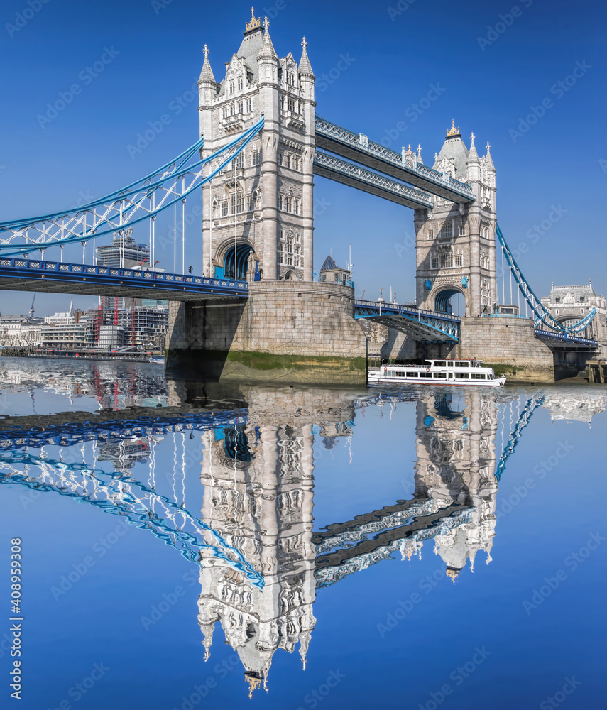 Fototapeta Tower Bridge with blue sky in London, England, UK
