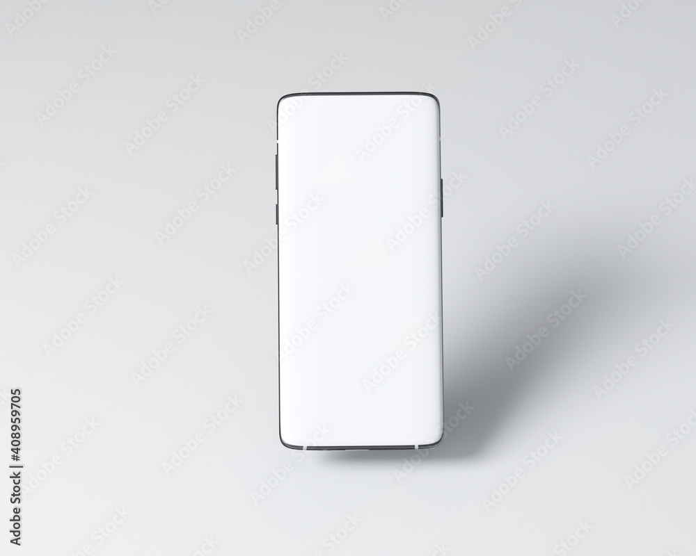 Smartphone mockup with white screen display 3d rendering Smartphone mockup with white screen display 3d rendering