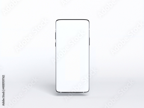 Smartphone mockup with white screen display 3d rendering