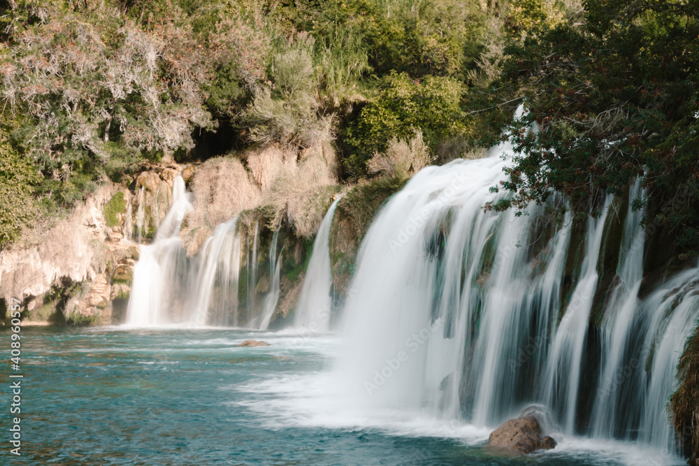 Obraz premium Beautiful waterfall in Krka National Park Croatia