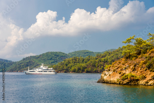 Fototapeta Naklejka Na Ścianę i Meble -  Gocek Bay coastline view in Turkey