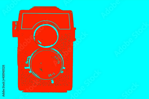 an old double lens camera in a pop style	