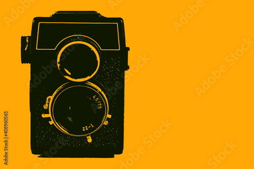 an old double lens camera in a pop style	