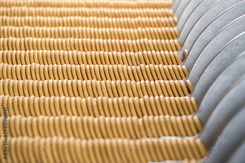 Biscuits on conveyor belt at factory