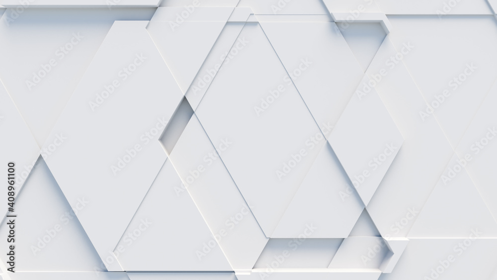 White tech background, with a geometric 3D structure. Clean, minimal design with simple futuristic forms. 3D render White tech background, with a geometric 3D structure. Clean, minimal design with simple futuristic forms. 3D render