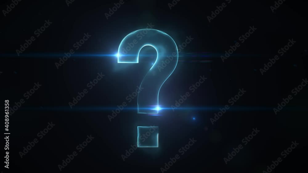 Mysterious Question Mark On Scifi Technology Background/ 4k animation of a mysterious background question mark symbol revealing, with scifi futuristic fx