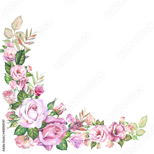 frame with watercolor  roses