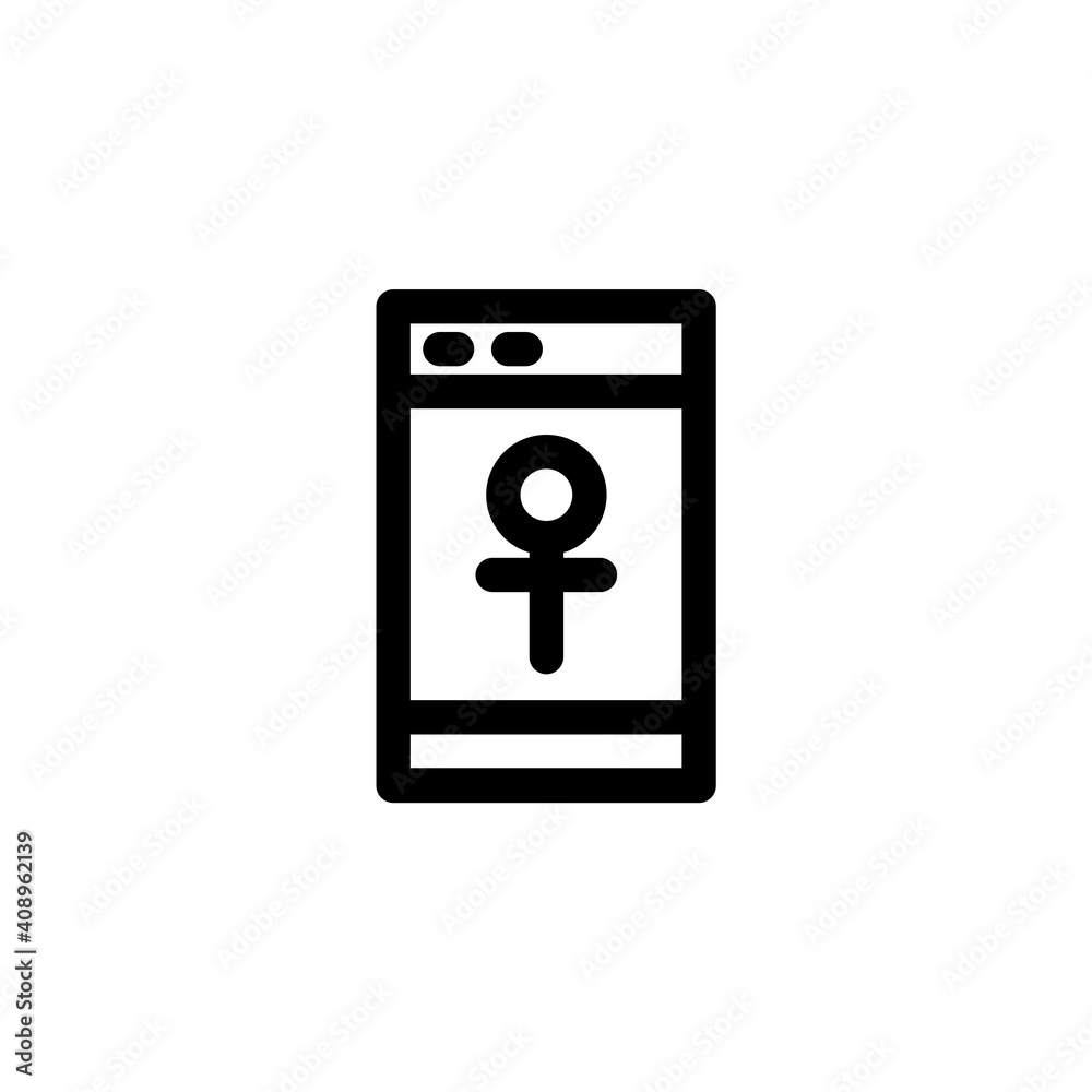 Female mobile app icon with Venus symbol as a symbol of feminism. Icon design for international women's day celebrations Female mobile app icon with Venus symbol as a symbol of feminism. Icon design for international women's day celebrations